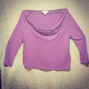 The Paragon 2X Long Sleeve Sequin Neck Top